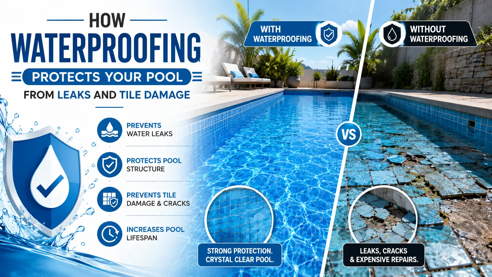 How Waterproofing Protects Your Pool from Leaks and Tile Damage