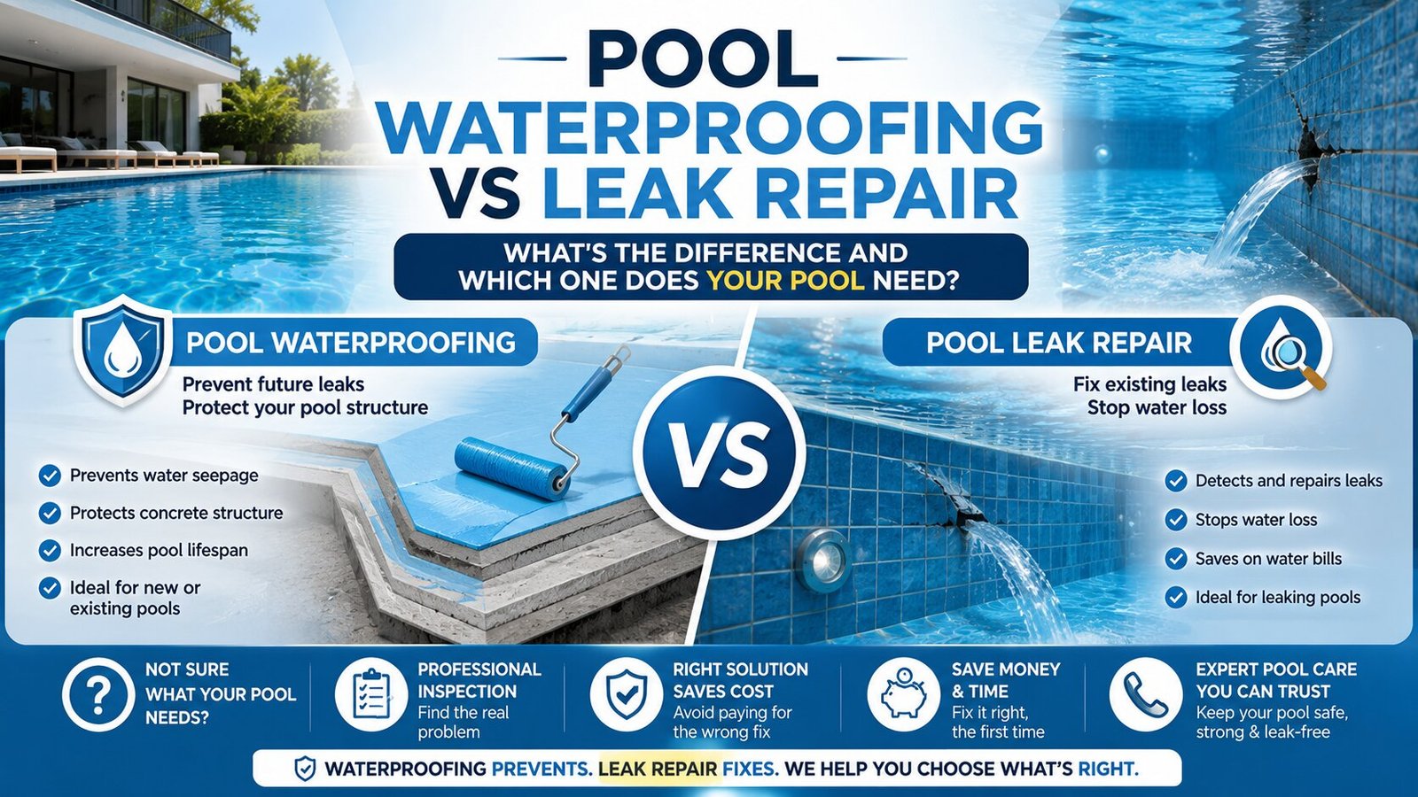 Pool Waterproofing vs Leak Repair